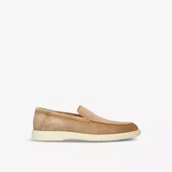 Замшевые лоферы Detroit на контрастной подошве Santoni, бежевый
