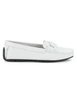 Замшевые лоферы для вождения с цепочной отделкой Saks Fifth Avenue, белый