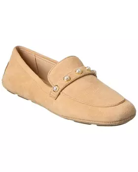 Замшевые лоферы для вождения Stuart Weitzman Allpearls, бежевый