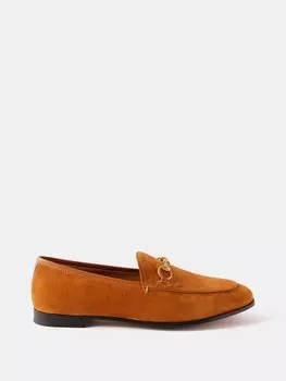 Замшевые лоферы jordaan horsebit Gucci, коричневый