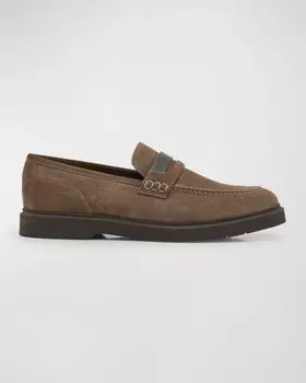 Замшевые лоферы Monili Penny Brunello Cucinelli, цвет C8769 Medium Brown