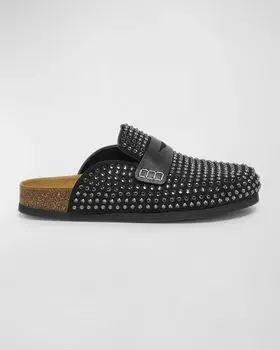 Замшевые лоферы-мюли с кристаллами JW Anderson, цвет Black