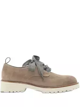 Замшевые лоферы на шнуровке Ron White, коричневый