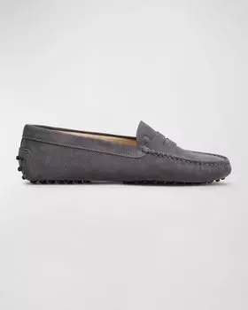 Замшевые лоферы-пенни для водителей Tod's, цвет Open Grey