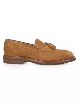 Замшевые лоферы с кисточками Brunello Cucinelli, цвет light
