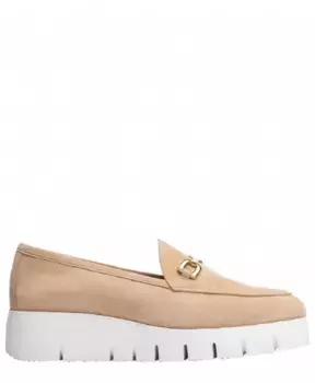Замшевые лоферы с металлической пряжкой Unisa, бежевый