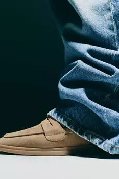 Замшевые лоферы с разделком ZARA, песочно-коричневый