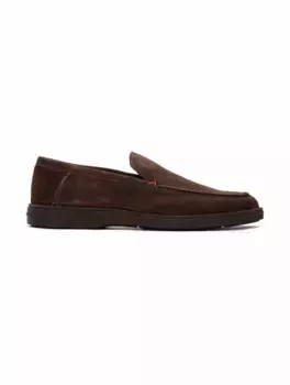 Замшевые лоферы Santoni, коричневый