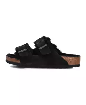 Замшевые меховые тапочки в стиле Аризона Birkenstock, черный