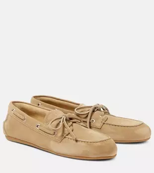 Замшевые мокасины для вождения Miu Miu, экрю