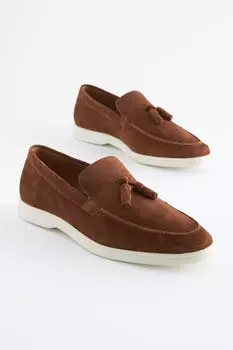 Замшевые мокасины с бахромой Next, коричневый
