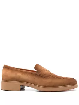 Замшевые мокасины Santoni, коричневый