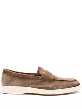 Замшевые мокасины Santoni, коричневый