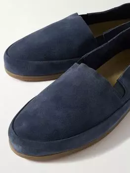 Замшевые мокасины со складным каблуком MULO, темно-синий