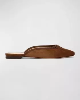 Замшевые мюли-балерины Catherine с бантом Veronica Beard, цвет Cedar