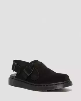 Замшевые мюли Dr. Martens Jorge, сделанные в Англии, с открытой пяткой, цвет Black — Repello Calf Suede (Gum Oil)