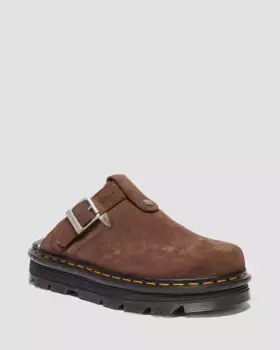 Замшевые мюли на платформе с ремешком на пятке Dr. Martens Zebzag, цвет Dark Brown — Bronx Suede