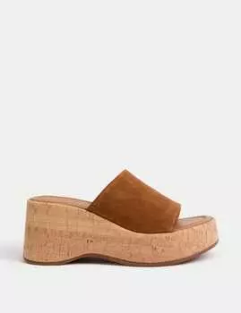 Замшевые мюли на платформе Slip On Marks & Spencer, желто-коричневый
