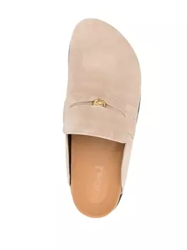 Замшевые мюли с пряжкой Medusa Versace, бежевый