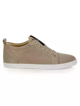 Замшевые низкие кеды FAV Fique A Vontade, украшенные шипами Christian Louboutin, цвет saharienne