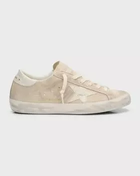Замшевые низкие кеды Superstar из крокодиловой кожи Golden Goose, цвет Seed Pearl Butter