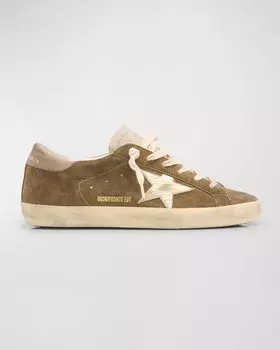 Замшевые низкие кеды Superstar с эффектом металлик Golden Goose, цвет Taupe/Marble/Gold/Beige