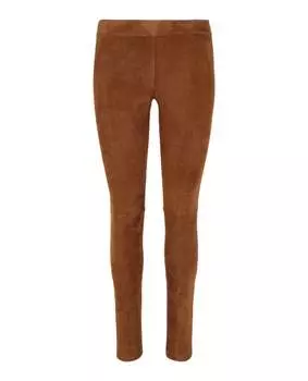 Замшевые облегающие брюки Salvatore Ferragamo, коричневый