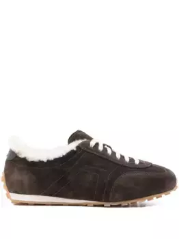 Замшевые овчинные кроссовки Santoni, коричневый