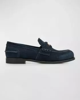 Замшевые пенни-лоферы Miu Miu, цвет Bleu