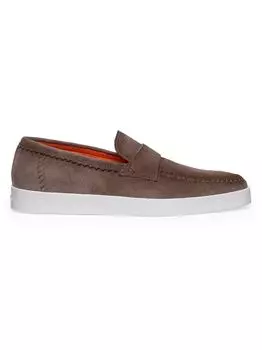 Замшевые пенни-лоферы Santoni, коричневый