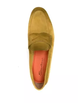 Замшевые пенни-лоферы Santoni, зеленый