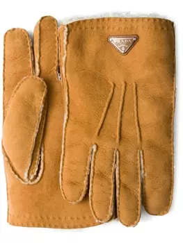 Замшевые перчатки Prada, серый