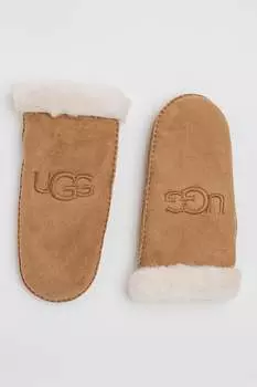 Замшевые перчатки с вышитым логотипом Ugg, коричневый