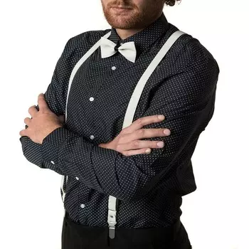 Замшевые подтяжки с Y-образной спинкой и галстуком-бабочкой Mio Marino, цвет Alabaster