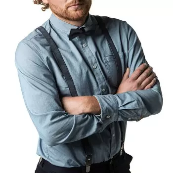 Замшевые подтяжки с Y-образной спинкой и галстуком-бабочкой Mio Marino, цвет Navy Blue