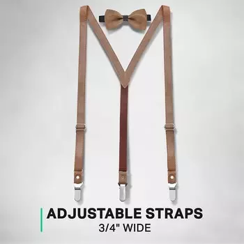 Замшевые подтяжки с Y-образной спинкой и галстуком-бабочкой Mio Marino, цвет Umber