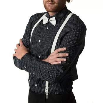 Замшевые подтяжки с Y-образной спинкой и галстуком-бабочкой Mio Marino, цвет Suede Cream