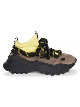 Замшевые походные кроссовки AMI Paris Otto, серо-коричневый/желтый