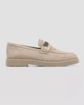 Замшевые повседневные лоферы Monili Brunello Cucinelli, цвет C5859 Beige
