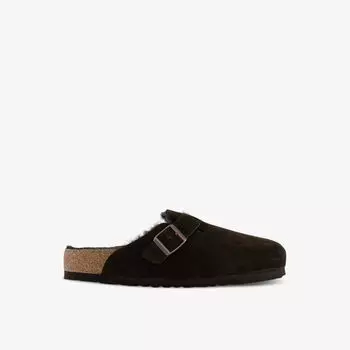 Замшевые сабо boston на подкладке из овчины с тисненым логотипом boston Birkenstock, цвет mocca