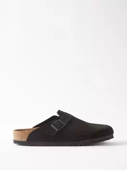 Замшевые сабо boston с пряжками Birkenstock, черный