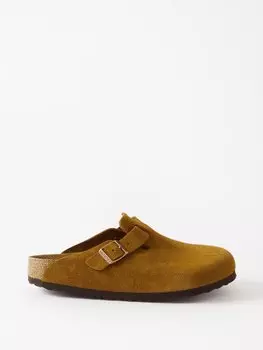 Замшевые сабо boston с пряжками Birkenstock, коричневый