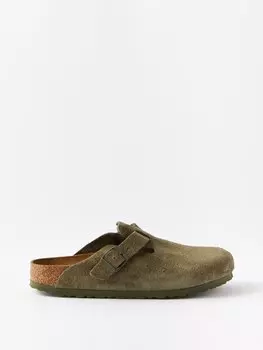 Замшевые сабо boston с пряжками Birkenstock, зеленый