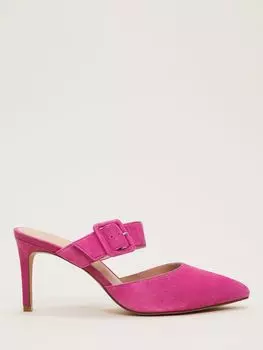 Замшевые сабо на высоком каблуке с пряжкой Phase Eight, неоново-розовый