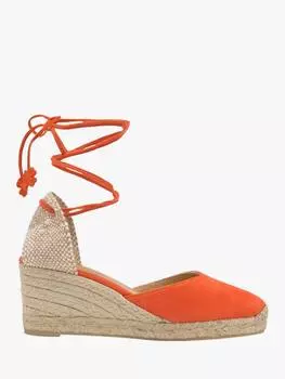Замшевые сандалии- эспадрильи carina на танкетке Castaer, цвет Papaya