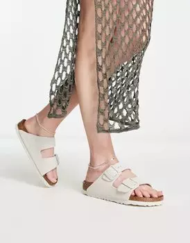 Замшевые сандалии Birkenstock Arizona цвета Antique White