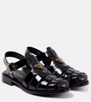 Замшевые сандалии-лодочки Prada, черный