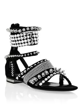 Замшевые сандалии на плоской подошве Philipp Plein, черный