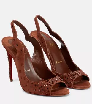 Замшевые сандалии Nudes Degrachick Christian Louboutin, коричневый