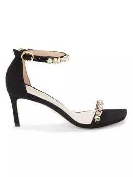 Замшевые сандалии Nunakedstrai с ремешками на щиколотке Stuart Weitzman, черный